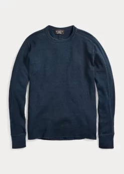 Indigo Jacquard-Knit Crewneck