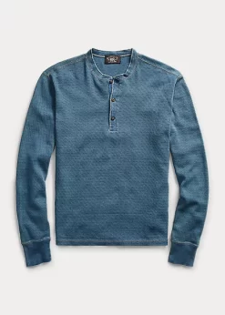 Indigo Jacquard-Knit Henley