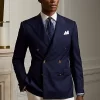 Gregory Wool Serge Peak-Lapel Blazer