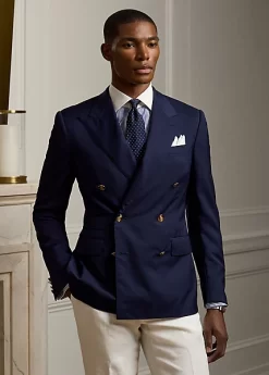 Gregory Wool Serge Peak-Lapel Blazer