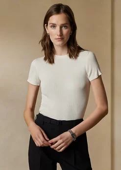 Rib-Knit Silk Tee