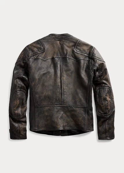 Slim Fit Leather Moto Jacket - Image 2