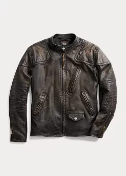 Slim Fit Leather Moto Jacket
