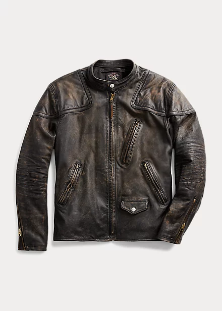 Slim Fit Leather Moto Jacket