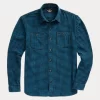 Checked Indigo Cotton-Linen Workshirt