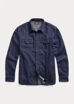 Indigo Cotton-Linen Denim Workshirt