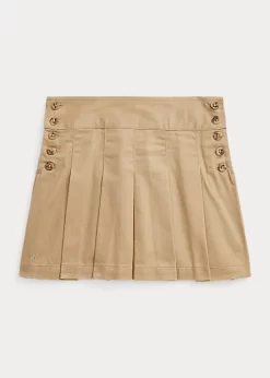 Pleated Cotton Twill Skirt