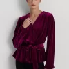 Velvet Belted Peplum Top