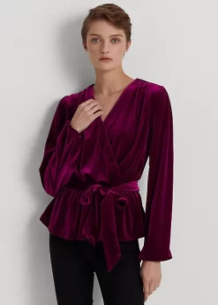 Velvet Belted Peplum Top