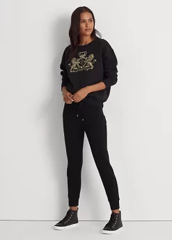 Beaded-Crest Fleece Sweatshirt