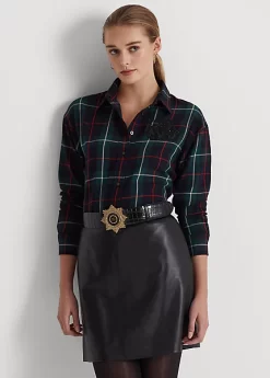 Bullion-Patch Plaid Twill Shirt