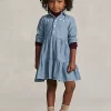 Tiered Chambray Shirtdress