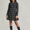 Plaid Stretch Mesh Polo Dress