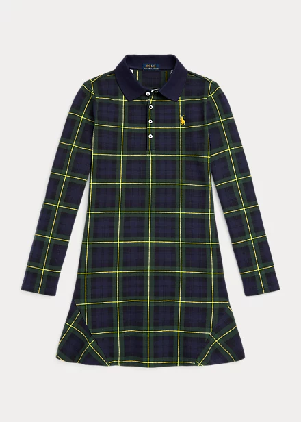 Plaid Stretch Mesh Polo Dress - Image 2