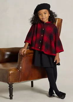 Plaid Wool Hooded Poncho