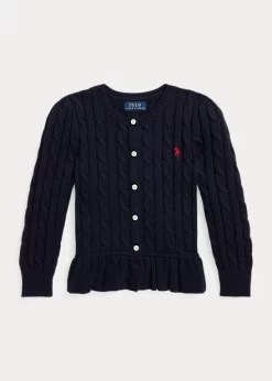 Cable-Knit Cotton Peplum Cardigan