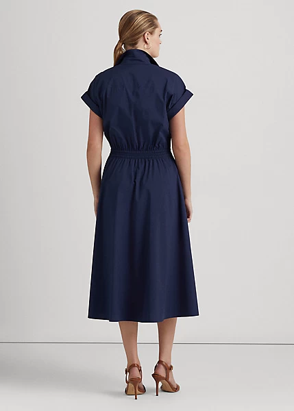 Cotton-Blend Short-Sleeve Shirtdress - Image 4