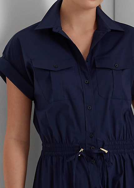 Cotton-Blend Short-Sleeve Shirtdress - Image 5