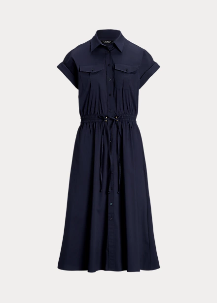 Cotton-Blend Short-Sleeve Shirtdress - Image 2
