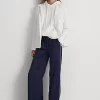 Side-Stripe Charmeuse Wide-Leg Trouser
