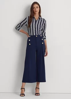 Cropped Pleated Ponte Trouser