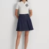 Pleated Denim Miniskirt