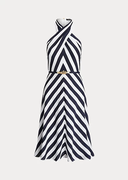 Striped Crepe Halter Dress - Image 2