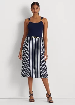 Striped Crepe Skirt