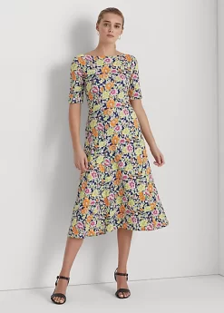 Floral Stretch Cotton Midi Dress