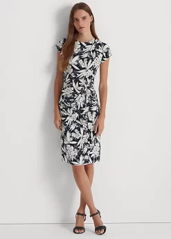 Floral Twist-Front Jersey Dress