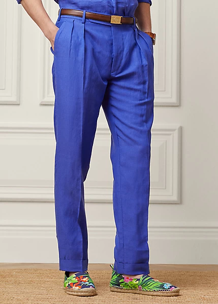 Gregory Pleated Silk-Linen Suit Trouser - Image 3