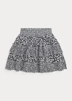 Floral Tiered Cotton-Blend Skirt