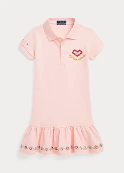 Embroidered Mesh Polo Dress