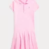 Stretch Cotton Mesh Polo Dress
