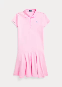 Stretch Cotton Mesh Polo Dress