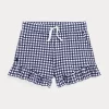 Gingham Ruffled Stretch Mesh Short
