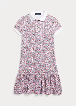 Floral Stretch Mesh Polo Dress