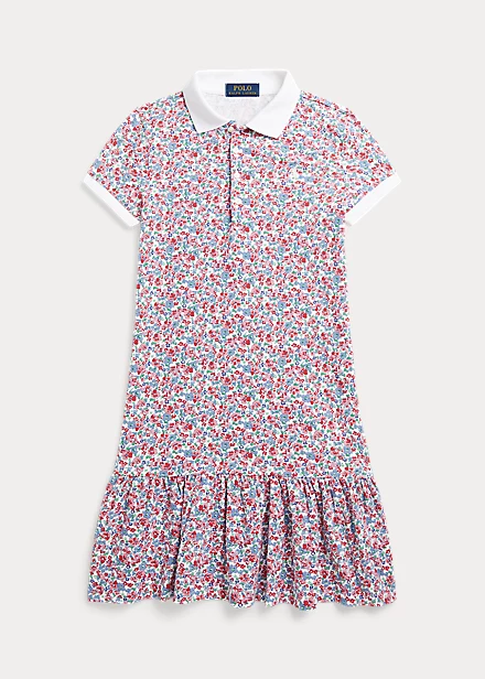 Floral Stretch Mesh Polo Dress