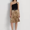 Snakeskin-Print Pleated Charmeuse Skirt