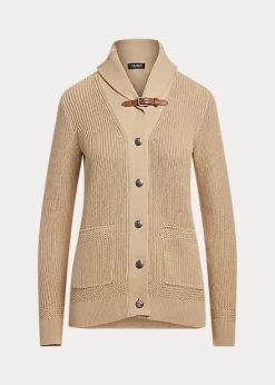 Buckle-Trim Combed Cotton Cardigan