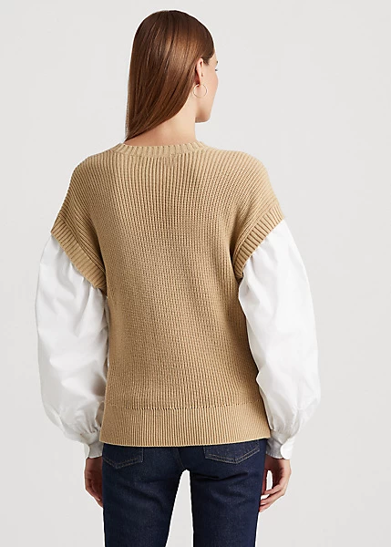 Layered Blouson-Sleeve Cotton Jumper - Image 4