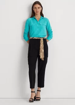 Belted Ponte Cropped Trouser