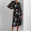 Floral Belted Stretch Jersey Dress