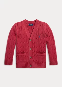 Cable-Knit Cotton V-Neck Cardigan