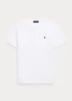 Cotton Mesh Henley Shirt