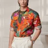 Floral-Print Linen Shirt
