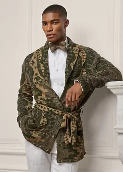 Hand-Knit Cotton-Linen Belted Cardigan