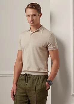 Linen-Cotton Polo-Collar Jumper