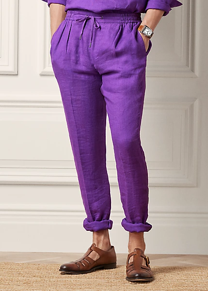 Textured Linen Dobby Trouser - Image 3