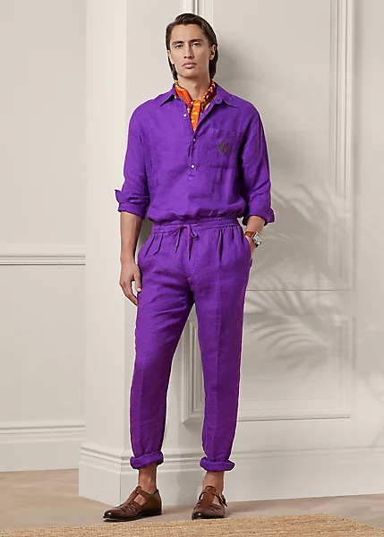 Textured Linen Dobby Trouser